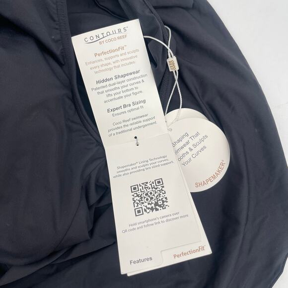 Contours by Coco Reef Swimsuit Size 12/36D One Shoulder Sarong Rosaline Black - Picture 10 of 16